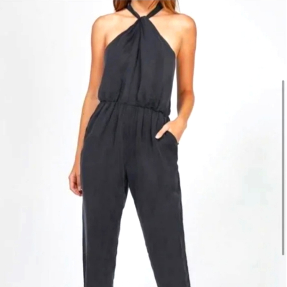 NWT Anthropologie Greylin Corbett Black Halter Jumpsuit Size XS